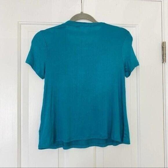 TEN SIXTY SHERMAN Teal Gigi Cutout Crewneck Short Sleeve Tee NEW Girls Large - Picture 4 of 6